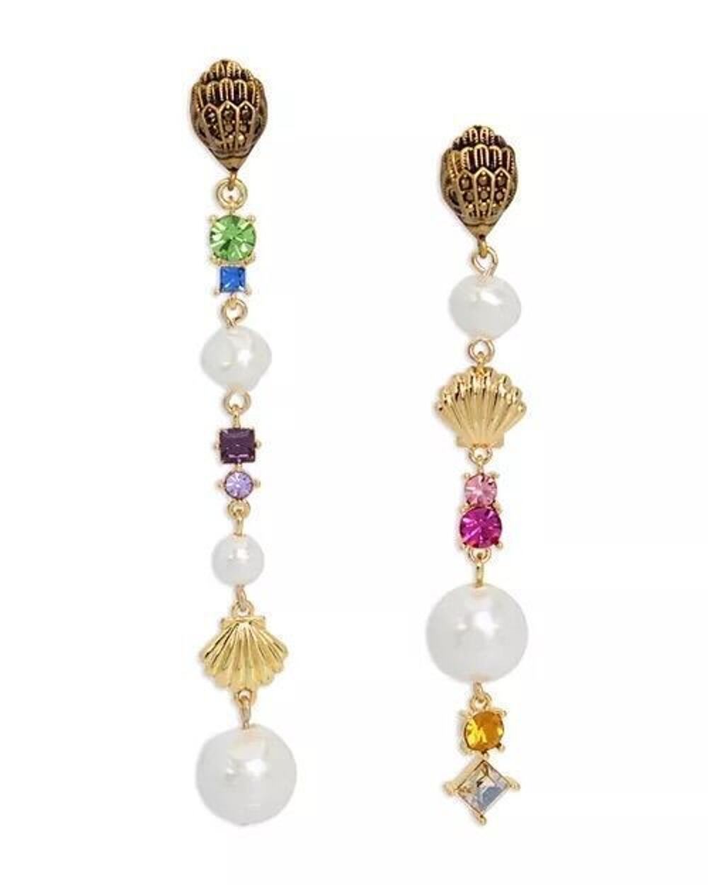 Kurt Geiger Pearl & Rhinestone Signature Eagle Shell Linear Earrings NWT - Picture 6 of 7